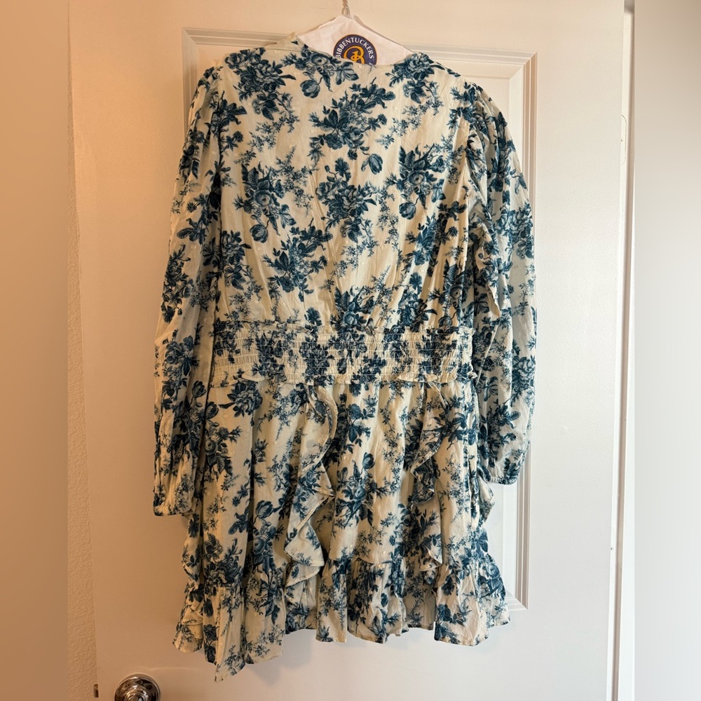 Gap x Love Shack Fancy Blue and White Floral Mini Dress XL NWT - Picture 4 of 4